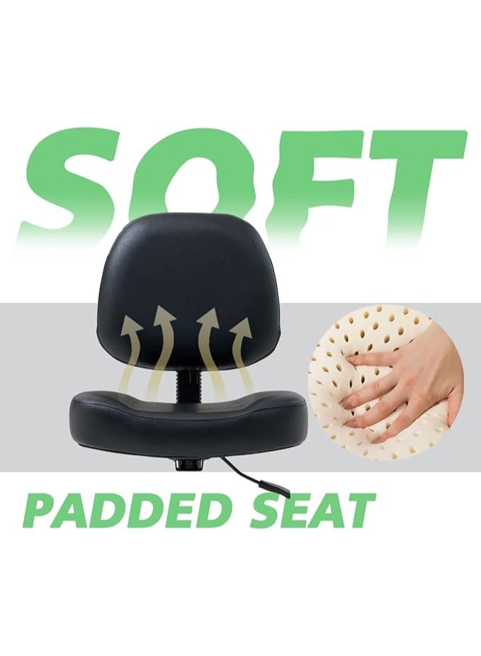 Ergonomic Vanity Rolling Chair with Wheels - Armless Task Chair for Makeup, Bedrooms, and Professional Beauty Studios - Image 2